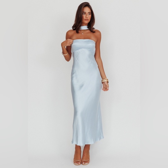 Here Comes The Sun Dresses & Skirts - Damsel Reverse Halter Maxi Dress Baby Blue